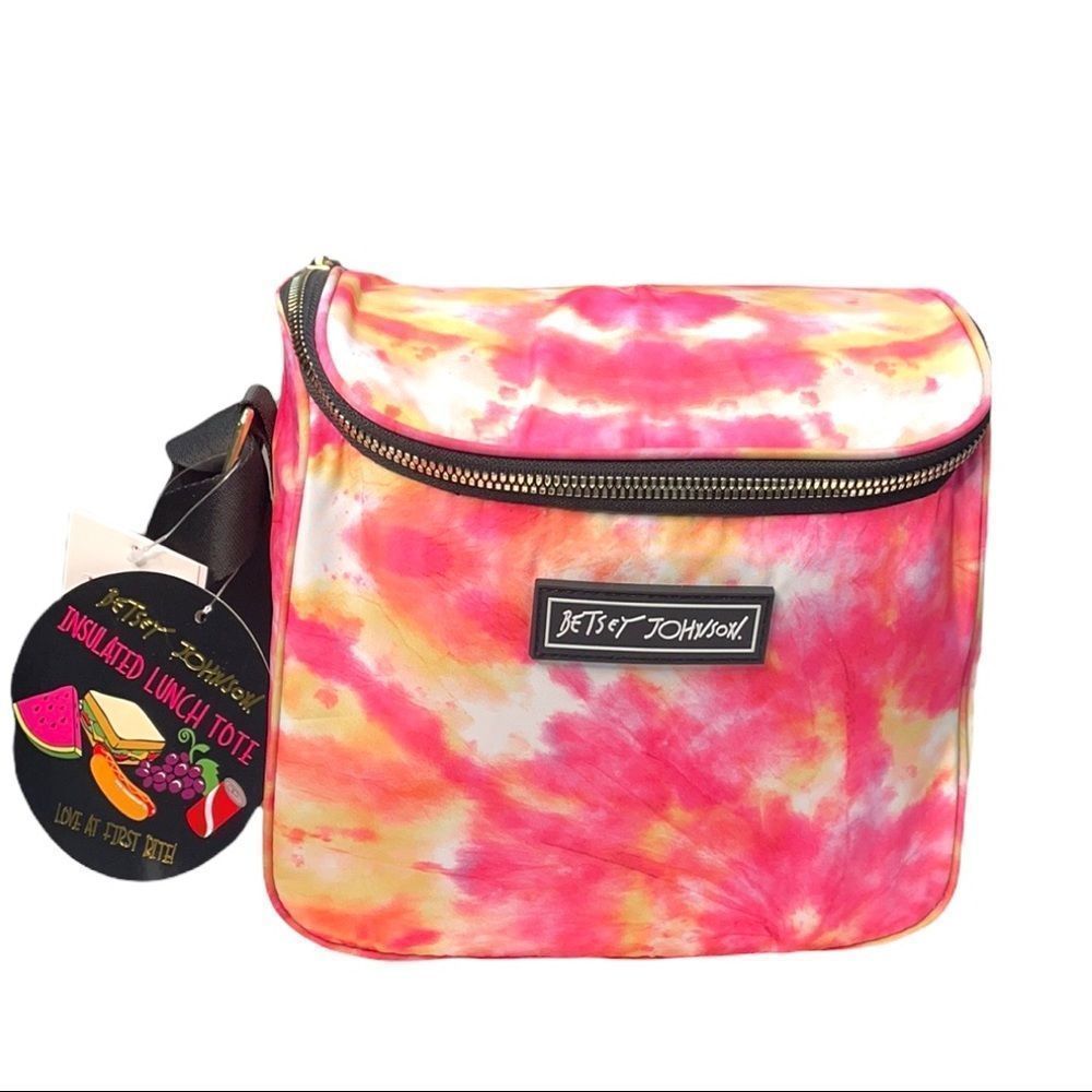 SOLD Betsey Johnson Pink Yellow Tie Dye Insulated Lunch Bag New With Tags FLAWED